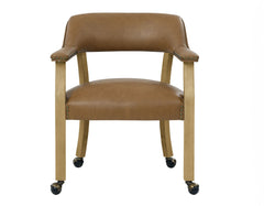 Steve Silver Rylie Castered CaptainS Chair In Camel Faux-Leather & Natural Finish