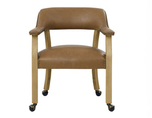 Steve Silver Rylie Castered CaptainS Chair In Camel Faux-Leather & Natural Finish