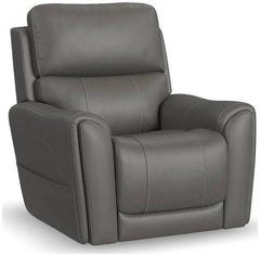 Carter Smoke Fabric Power Lift Recliner with Power Headrest, Lumbar, Heat & Massage