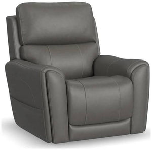 Carter Smoke Fabric Power Lift Recliner with Power Headrest, Lumbar, Heat & Massage