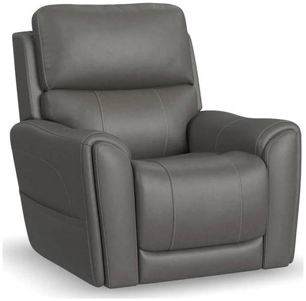 Carter Smoke Fabric Power Lift Recliner with Power Headrest, Lumbar, Heat & Massage