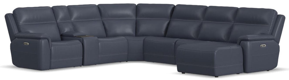 Flexsteel Sawyer Power Marine Leather Sectional with Chaise