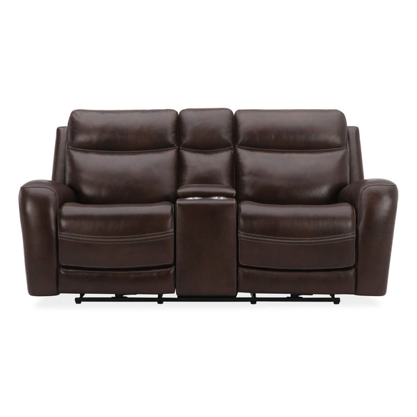 Liberty Furniture Blair Cognac Leather Loveseat with Console P2 & Zg