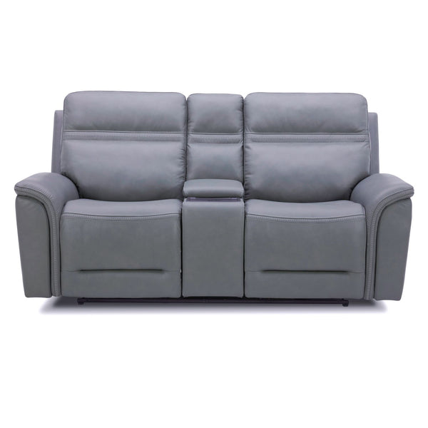 Liberty Furniture Cooper Blue Gray Leather Loveseat with Console P3 & Zg