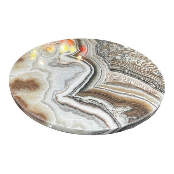Furniture Source International Real Onyx Multi-Color Lazy Susan in Natural