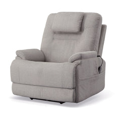 Flexsteel Zecliner Model 2+ Dove Fabric Power Lift Sleep Recliner with Power Headrest, Lumbar, Heat & Massage