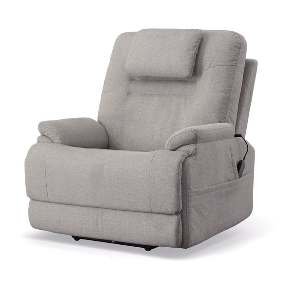 Flexsteel Zecliner Model 2+ Dove Fabric Power Lift Sleep Recliner with Power Headrest, Lumbar, Heat & Massage