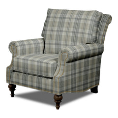 Craftmaster Essentials Gracious Traditional Plaid Accent Armchair with Nailhead Trim