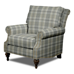 Craftmaster Essentials Gracious Traditional Plaid Accent Armchair with Nailhead Trim