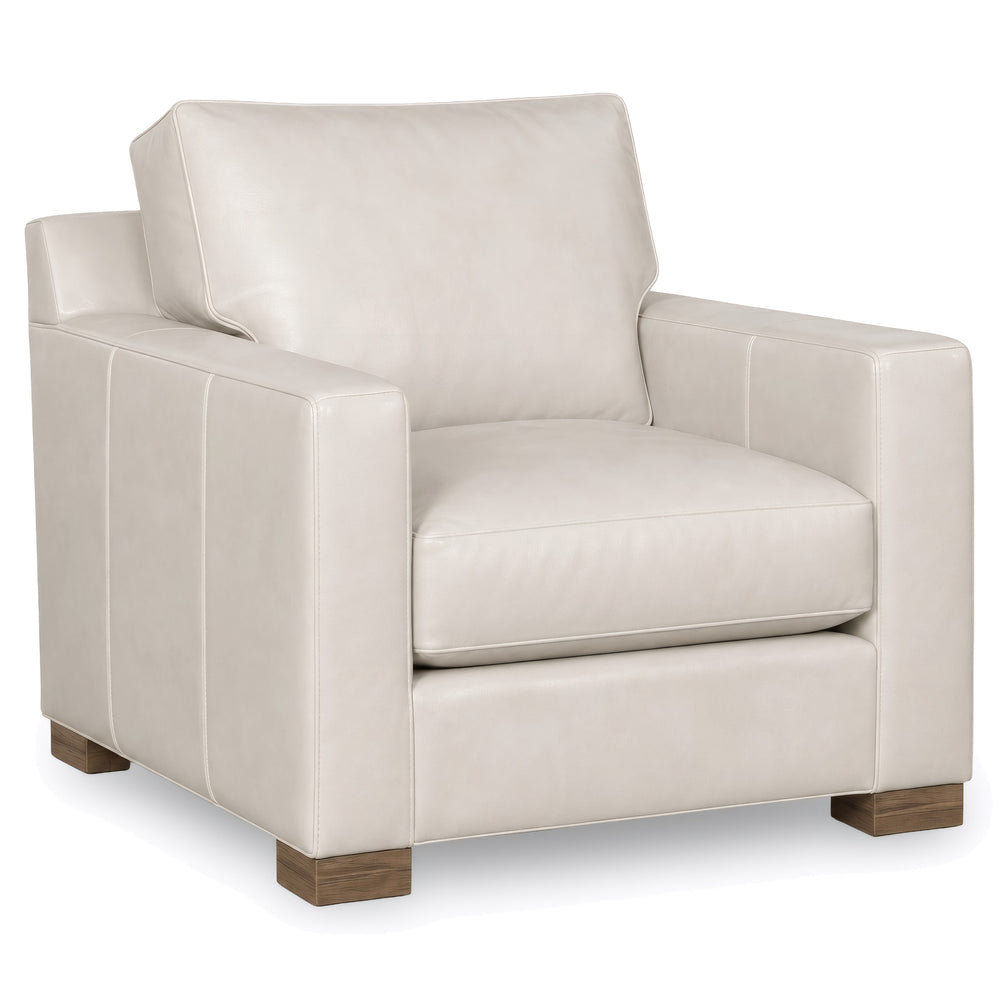 King Hickory Chelsea Leather Chair in No Regrets Pearl and Aged Gray