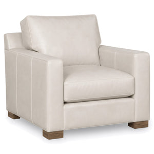 King Hickory Chelsea Leather Chair in No Regrets Pearl and Aged Gray