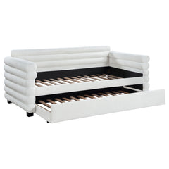 Coaster Patricia Boucle Upholstered Twin Day Bed with Trundle White
