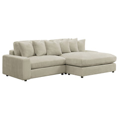 Coaster Blaine Upholstered Reversible Chaise Sectional Loveseat Sofa Sand