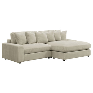 Coaster Blaine Upholstered Reversible Chaise Sectional Loveseat Sofa Sand