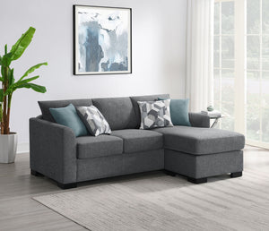 Coaster Storey Upholstered Sleeper Sectional Chaise Sofa Grey