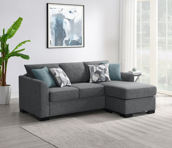 Coaster Storey Upholstered Sleeper Sectional Chaise Sofa Grey