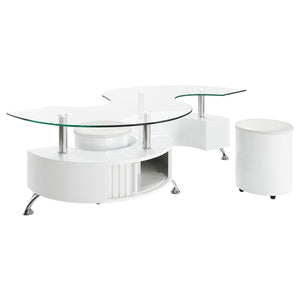 Coaster Buckley 3-Piece Coffee Table & Stools Set White High Gloss