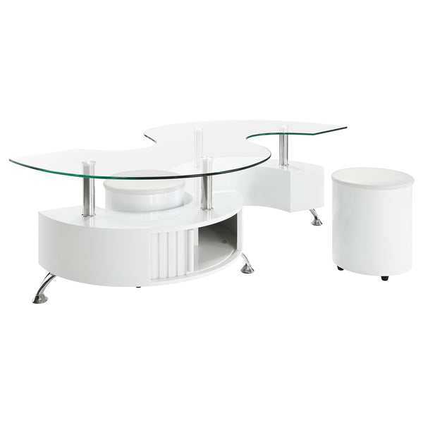 Coaster Buckley 3-Piece Coffee Table & Stools Set White High Gloss