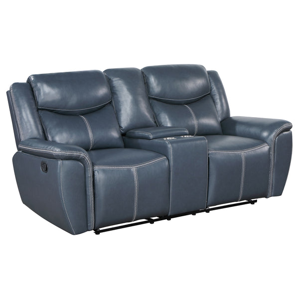 Coaster Sloane Upholstered Padded Arm Reclining Loveseat Blue