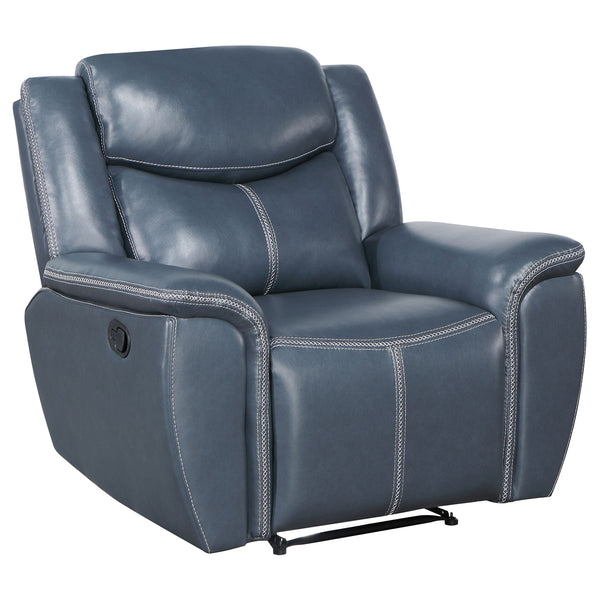 Coaster Sloane Upholstered Padded Arm Recliner Chair Blue