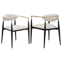 Coaster Alexis Fabric Upholstered Dining Arm Chair Beige