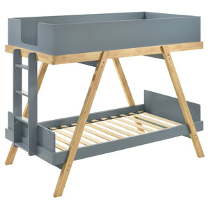 Coaster Frankie Wood Twin Over Twin Bunk Bed Blue & Natural