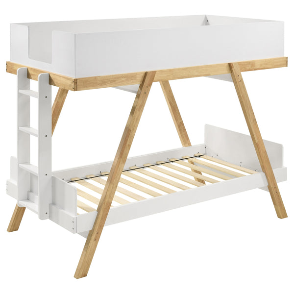 Coaster Frankie Wood Twin Over Twin Bunk Bed White & Natural