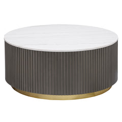 Coaster Jason Round Marble Top Coffee Table White & Charcoal
