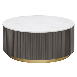Coaster Jason Round Marble Top Coffee Table White & Charcoal