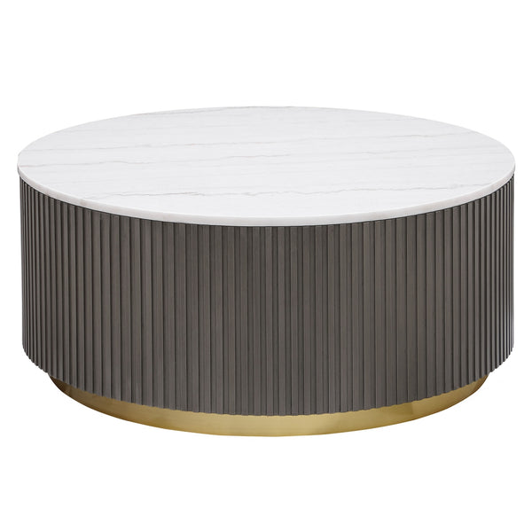 Coaster Jason Round Marble Top Coffee Table White & Charcoal