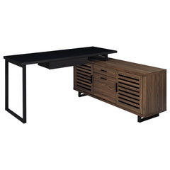 Coaster Maddox 60 Inch L-Shape Office Computer Desk Black & Walnut