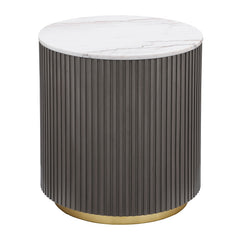 Coaster Jason Round Marble Top Side End Table White & Charcoal