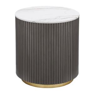 Coaster Jason Round Marble Top Side End Table White & Charcoal