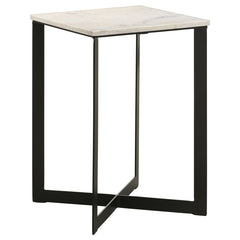 Coaster Tobin Square Marble Top End Table White & Black