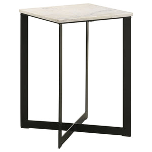 Coaster Tobin Square Marble Top End Table White & Black