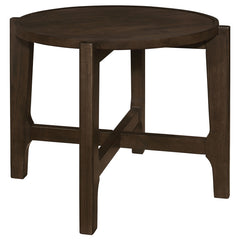 Coaster Cota Round Solid Wood End Table Dark Brown