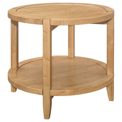 Coaster Camillo Round Solid Wood Side End Table Maple Brown