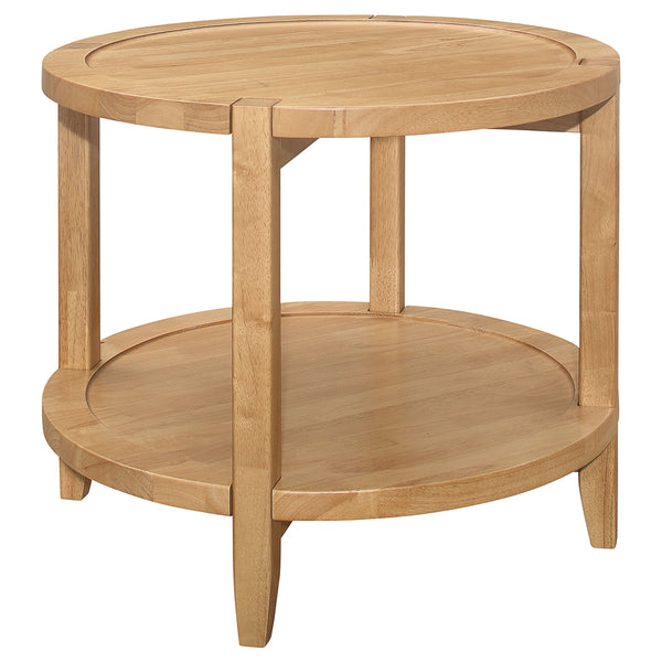 Coaster Camillo Round Solid Wood Side End Table Maple Brown