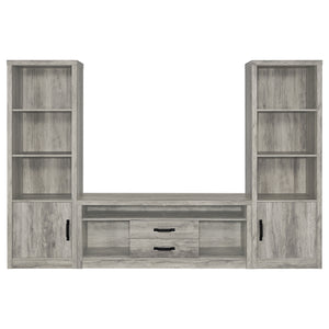 Coaster Burke 3-Piece 59 Inch TV Entertainment Center Grey Driftwood
