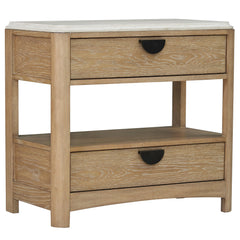Parker House Escape Glazed Natural Oak 2-Drawer Nightstand with Stone Top