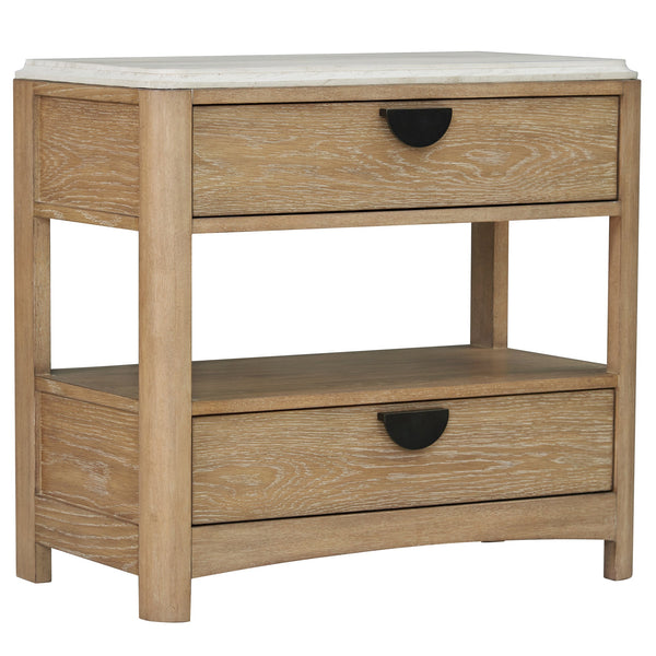 Parker House Escape Glazed Natural Oak 2-Drawer Nightstand with Stone Top