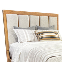 Parker House Escape Glazed Natural Oak King Panel Headboard in Mirage Mist Fabric