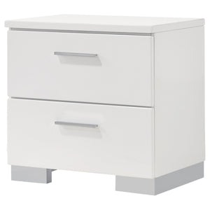 Coaster Felicity 4-Piece Full Bedroom Set with LED Lighting in White High Gloss