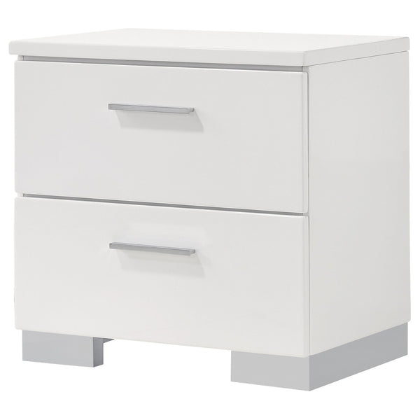 Coaster Felicity 4-Piece Full Bedroom Set with LED Lighting in White High Gloss