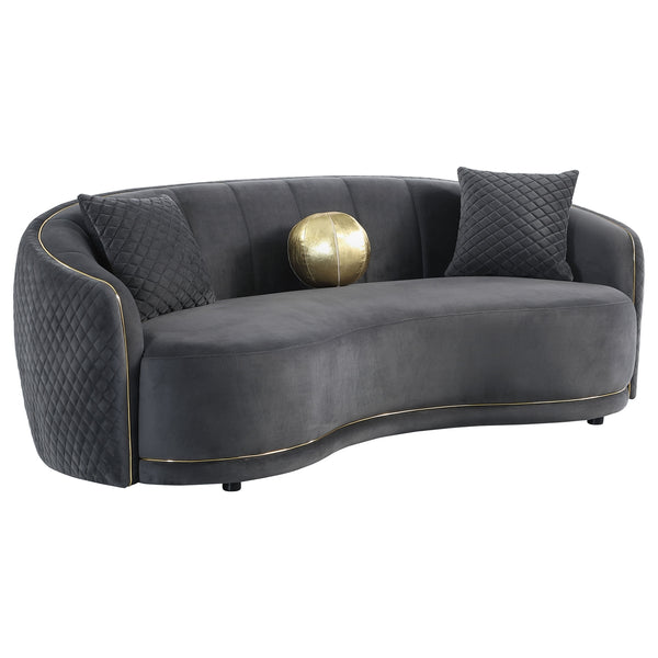 Coaster Brookside 2-Piece Velvet Upholstered Sofa Set Dark Grey