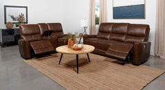 Coaster Greenfield 2-Piece Power Reclining Sofa Set Saddle Brown