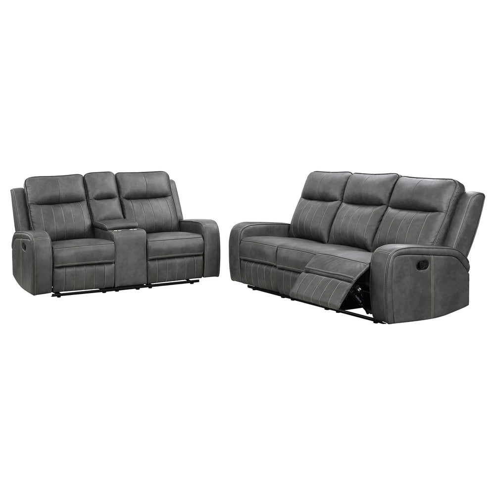 Coaster Raelynn 2-Piece Upholstered Reclining Sofa Set Grey