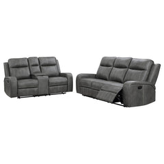 Coaster Raelynn 2-Piece Upholstered Reclining Sofa Set Grey