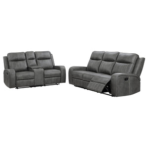 Coaster Raelynn 2-Piece Upholstered Reclining Sofa Set Grey
