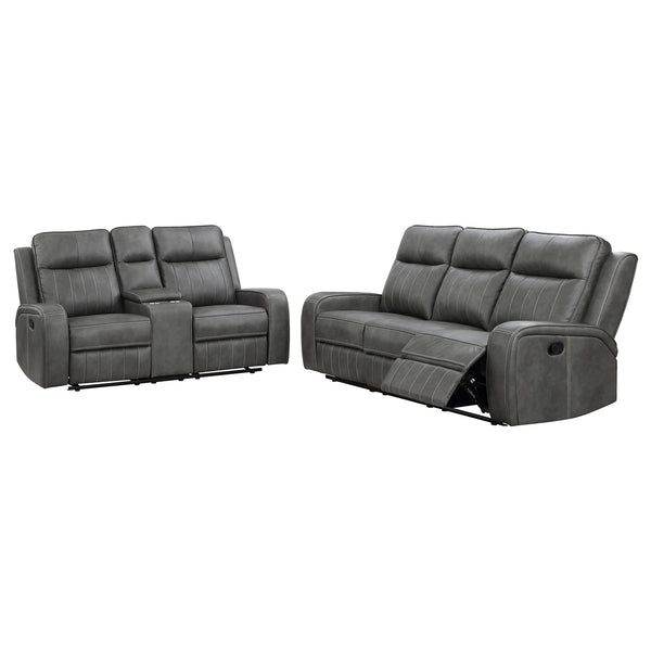 Coaster Raelynn 2-Piece Upholstered Reclining Sofa Set Grey